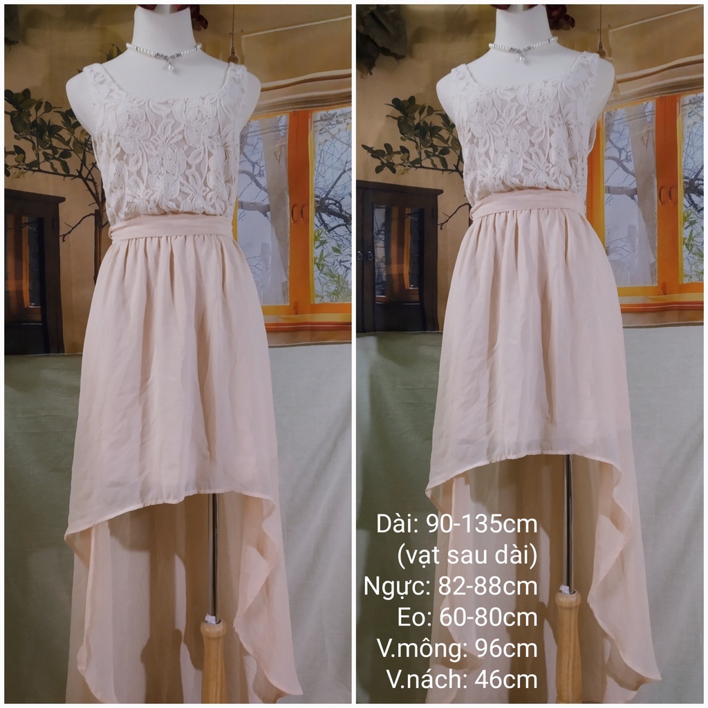 |2hand| Đầm voan phối ren korea Love21 dáng dài/ maxi đuôi cá