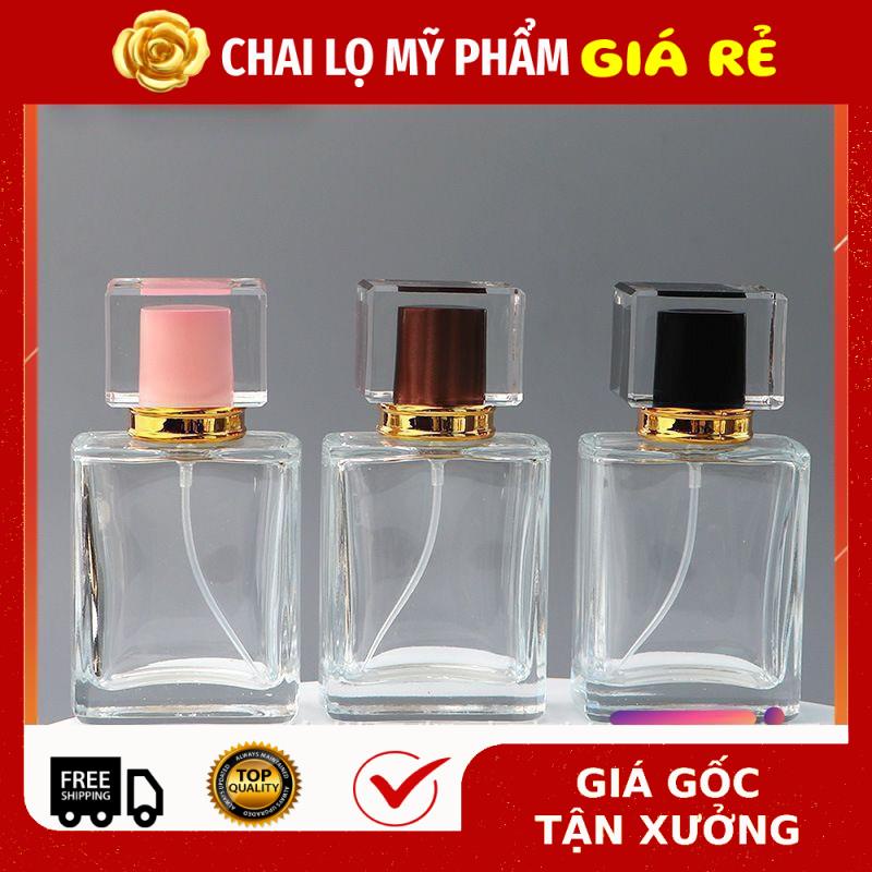 Lọ Chiết Nước Hoa ❤ RẺ VÔ ĐỊCH ❤ [50ml] Lọ đựng nước hoa hình vuông nắp vuông cao cấp đựng dầu thơm, phụ kiện du lịch