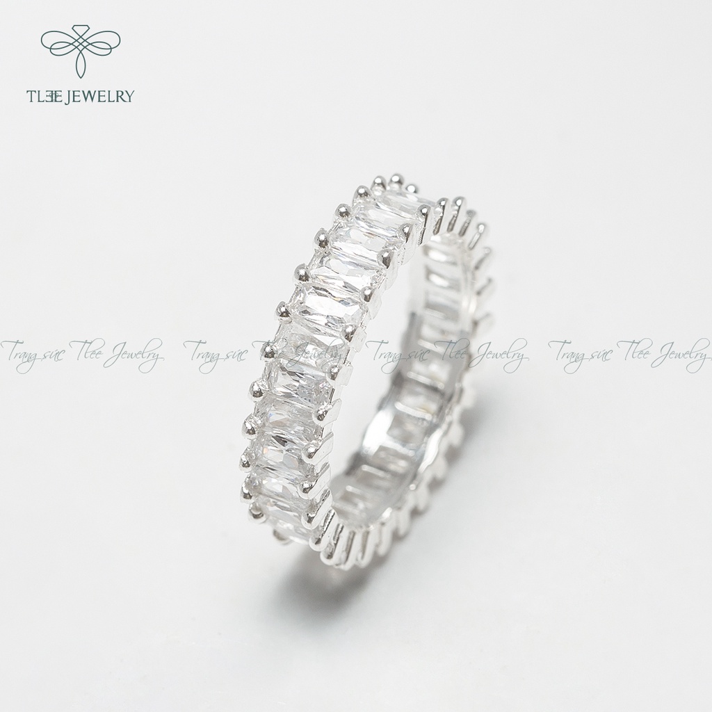 Nhẫn bạc TLEE nạm đá chữ nhật kết cao cấp NCJ A0160