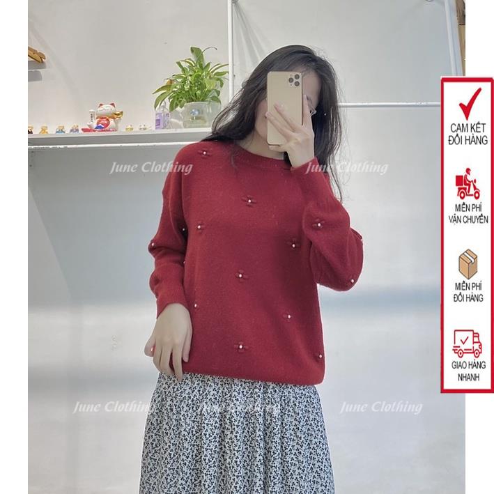 Áo len nữ J966 len cúc ngọc vintage Hàn Quốc siêu xinh | BigBuy360 - bigbuy360.vn