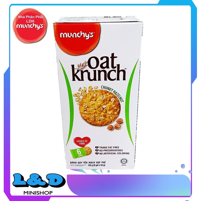 Bánh Yến Mạch ăn kiêng Munchy's Oat Krunch vị Dâu, hạt phỉ -156g