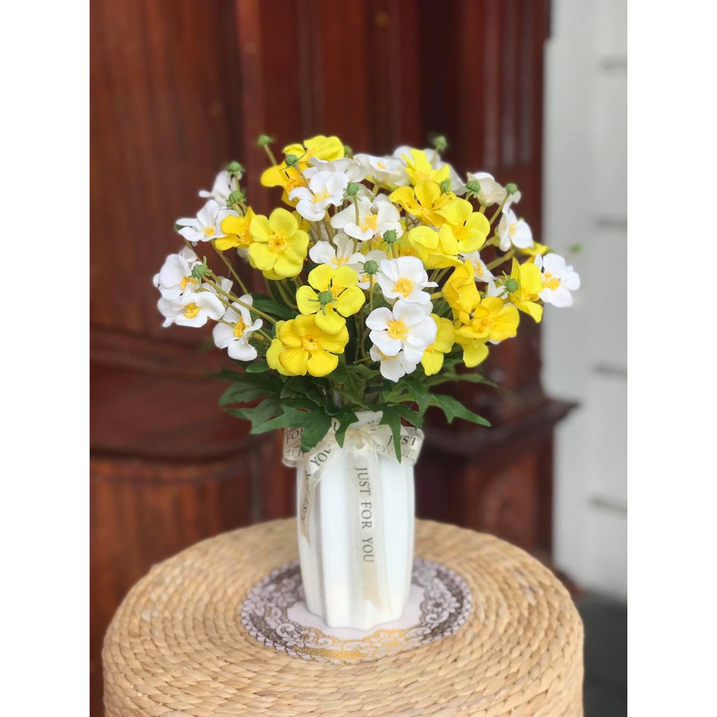 Hoa giả hoa lụa - Cụm hoa pansy trang trí nội thất đẹp nhập khẩu cao cấp Hà Nội Chiiflower CH36