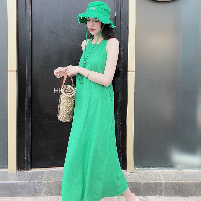 Váy Đũi Dáng Maxi Phom Suông Hàng Quảng Châu V1084-Violet