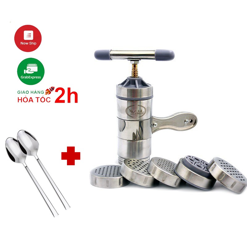 Máy làm bún tươi 5 lưỡi cắt Tặng 2 thìa inox