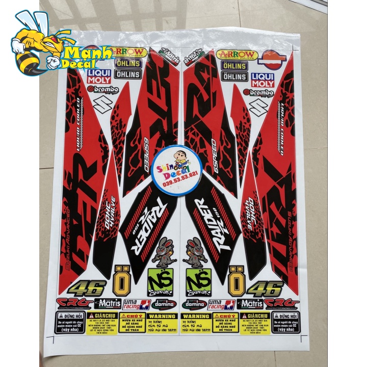 Ten rời xe raider fi báo đốm đỏ đen