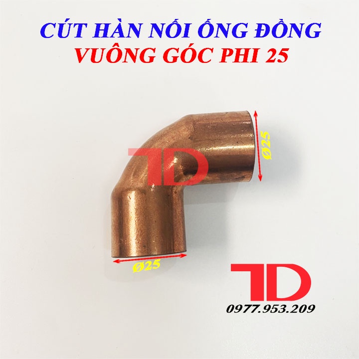 Cút hàn nối ống đồng góc vuông 90 độ phi 25 và phi 12 - Điện Lạnh Thuận Dung