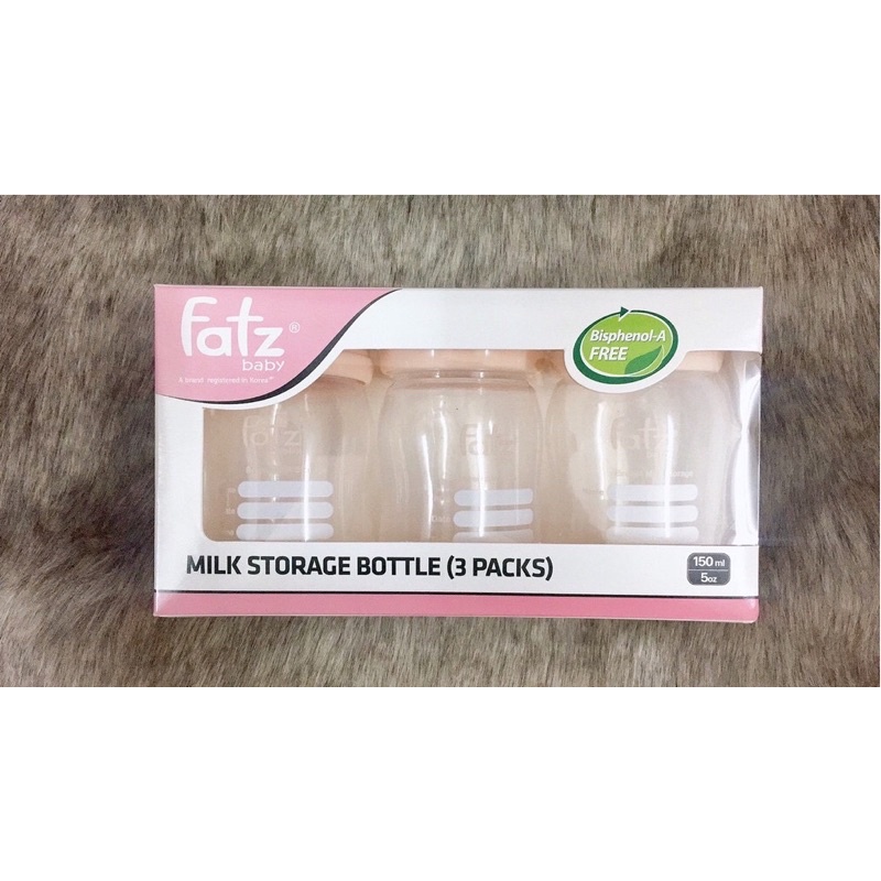 Set 3 Bình Trữ Sữa Cổ Rộng 150ml Fatz Baby Hàn Quốc Màu Xanh/Hồng Có Thể Thay Thế Làm Bình Sữa Cho Bé