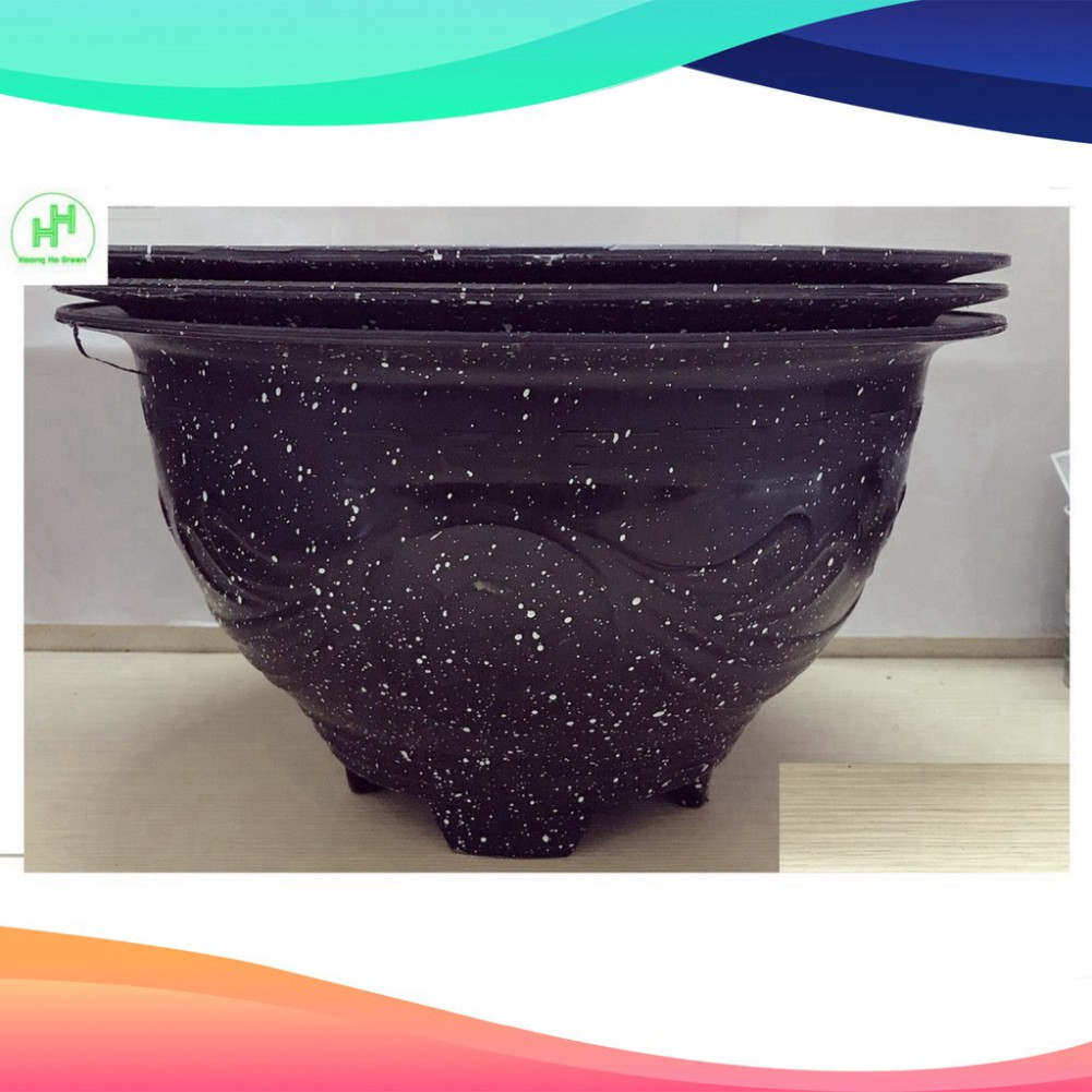 (SIÊU KHUYẾN MÃI) 3 Chậu Nhựa Trồng Hoa, Cây Cảnh Giả Đá Đen Cường Hằng T380