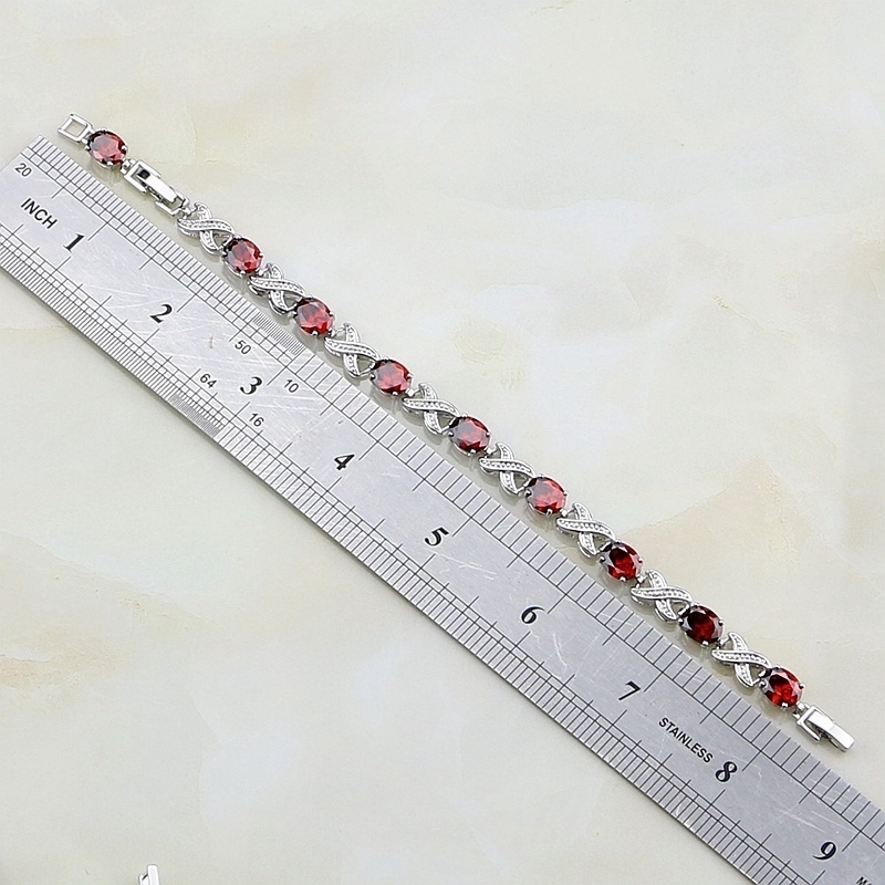 Vòng tay nữ đính đá hình oval hồng ngọc / đỏ thời trang