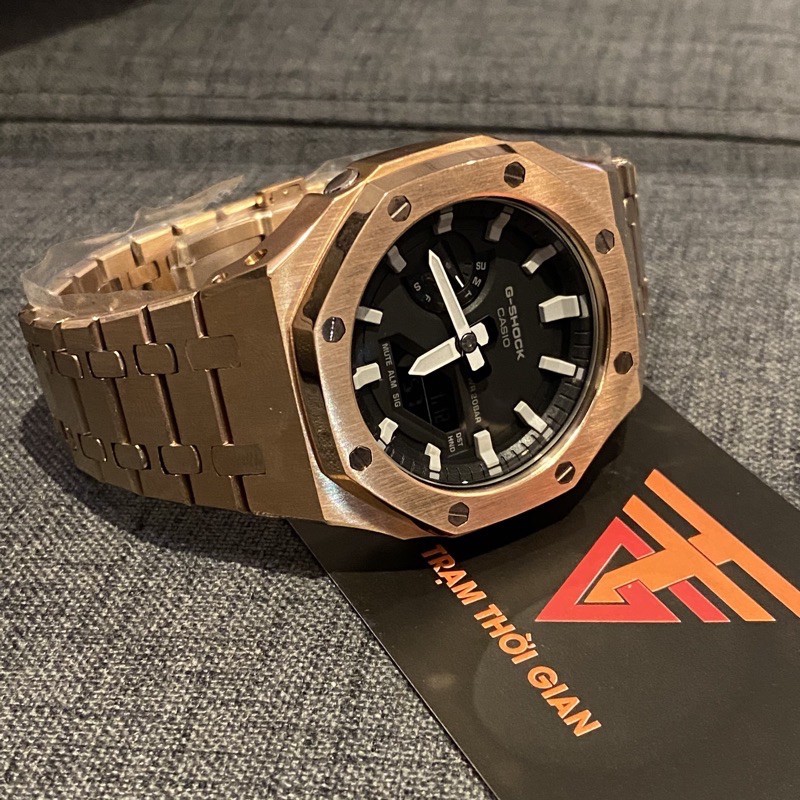 Đồng hồ nam Casio G-shock GA-2100 Custom bộ Rose Gold - Kích thước vỏ : 48,5×45,4×11,8mm