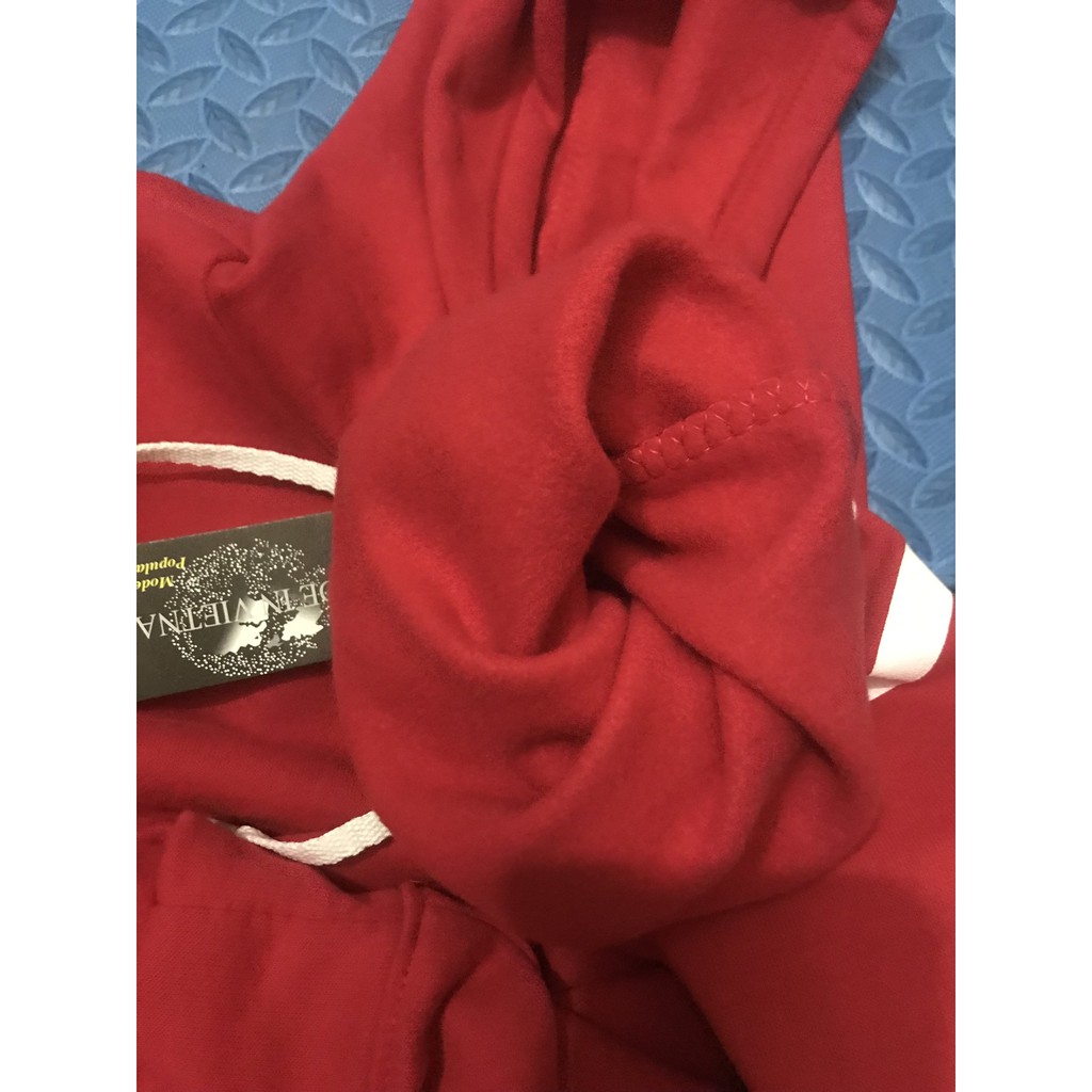 Áo hoodie THOM đỏ cho nam và nữ, chất nỉ tàu cực đẹp, áo mặc mùa giáng sinh , áo tết cực hot