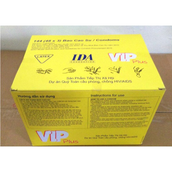 [Quà tặng]bao cao su cao cấp cho gia đình Vip Plus 1 hộp 3 chiếc