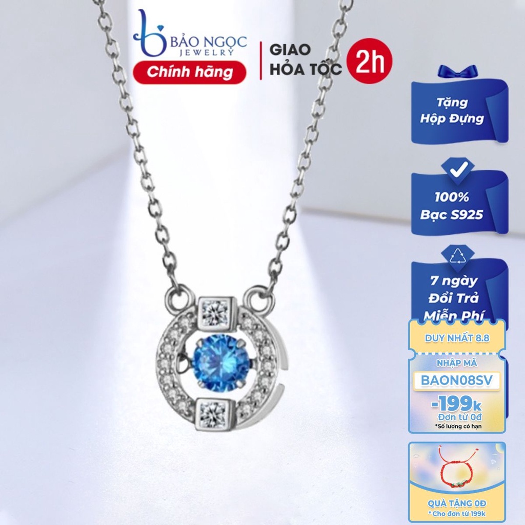 Dây Chuyền Bạc Ý S925 Thiết Kế Vòng Tròn Đính Đá Lấp Lánh Bảo Ngọc Jewelry DB1674