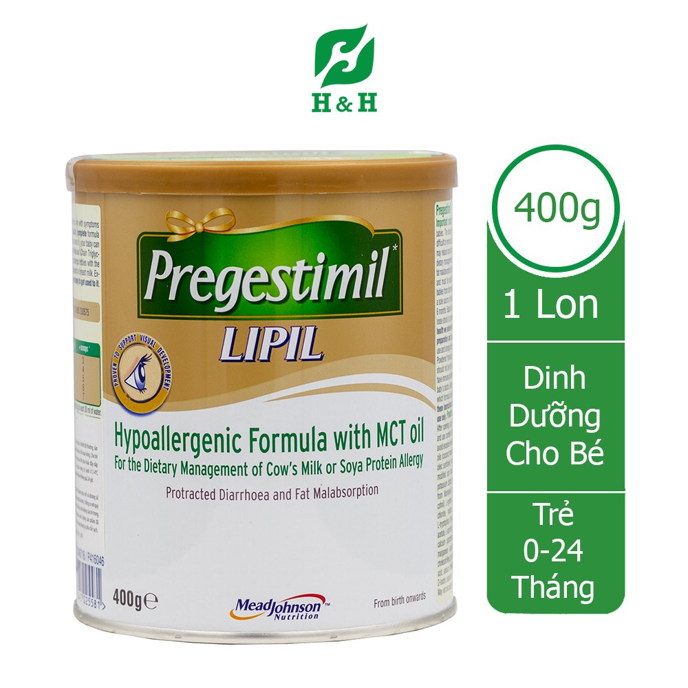 Sữa Pregestimil Lipid (400g) - Sữa dinh dưỡng Y học dễ hấp thu cho trẻ dị ứng với đạm sữa bò, đậu nành hoặc trẻ hấp thu
