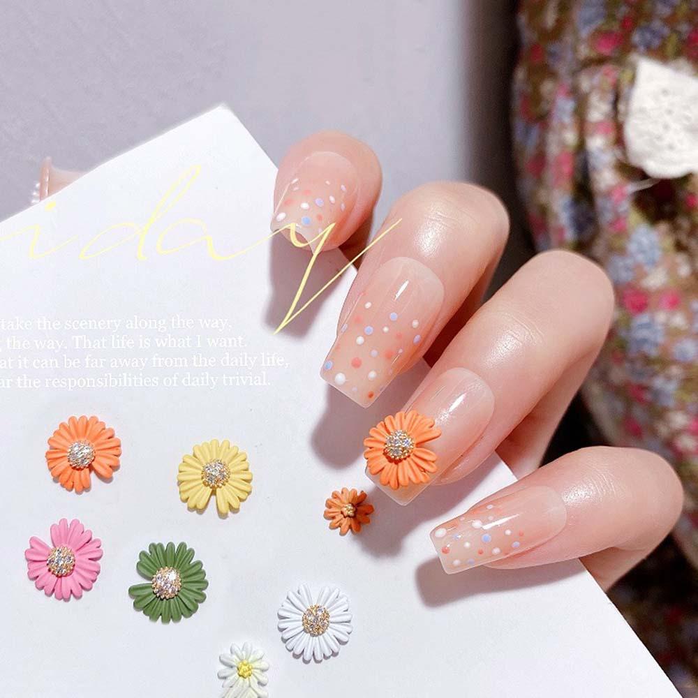 OCEANMAP Phụ Kiện Trang Trí Móng Tay 3D Hình Hoa Cúc Dễ Thương