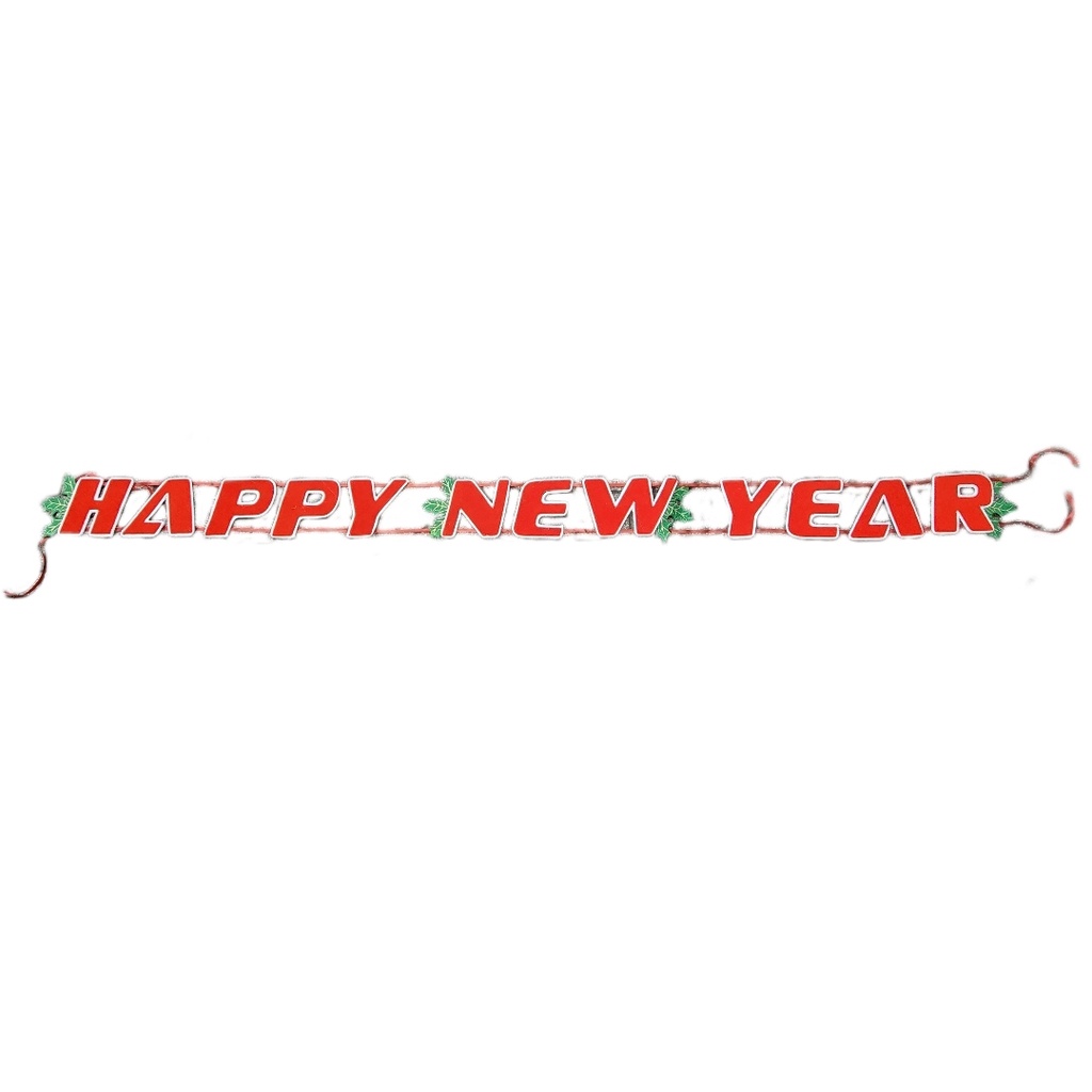 Dây chữ HAPPY NEW YEAR, CHÚC MỪNG NĂM MỚI bằng vải nhung đỏ treo hoặc dán cửa - dán tường trang trí tết