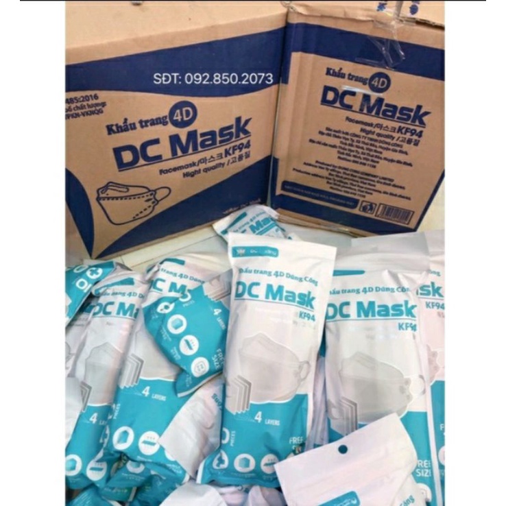 [Khẩu trang y tế 4D Mask KF94] Combo 2 thùng (1 thùng 300 chiếc khẩu trang màu trắng) lớp vải kháng khuẩn, lọc khí, bụi