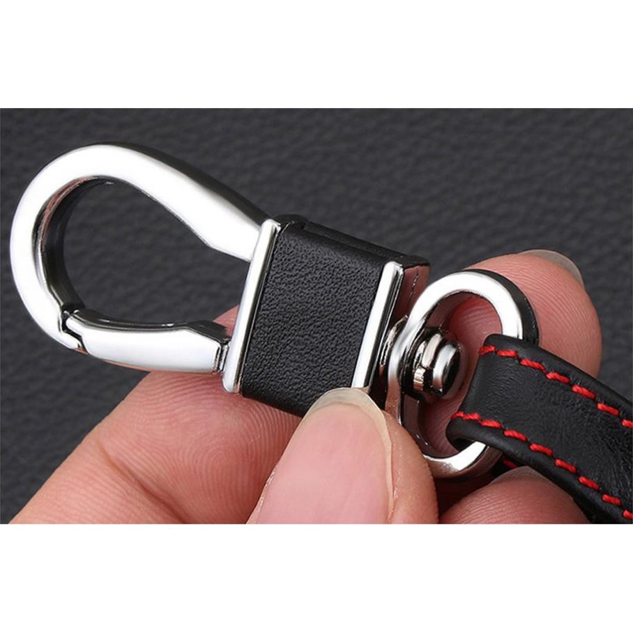 Bao da chìa khóa đen chỉ đỏ xe Ecosport 2015-2017