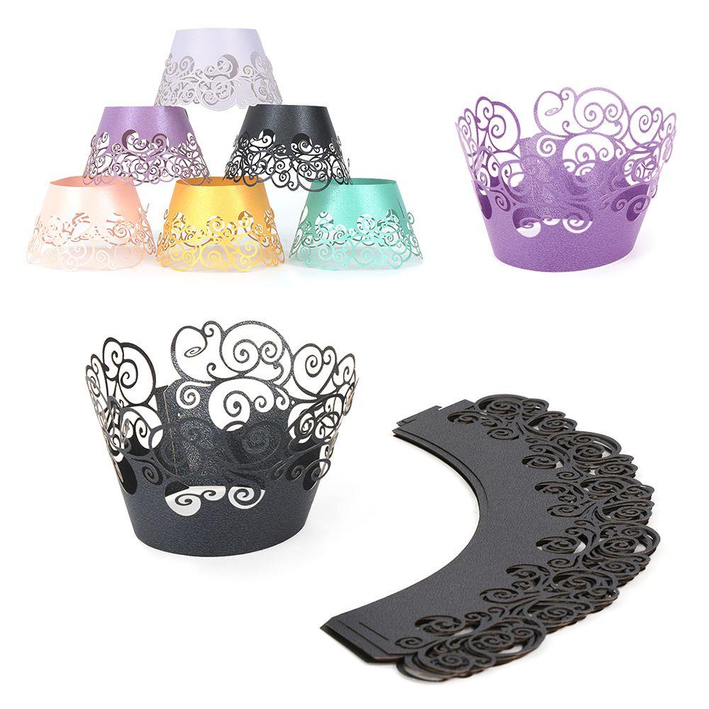 Set 12 Cốc Giấy Đựng Bánh Cupcake Muffin Thiết Kế Ren Đẹp Mắt Tiện Dụng Ốp