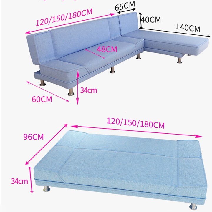 Sofa giường kèm ghế băng dài 1,5m, nội thất nhà cửa thông minh ghế sofa kèm giường chất liệu tốt đồ phòng khách