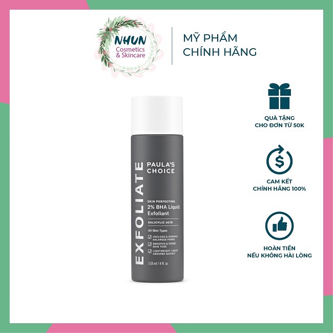 Dung dịch loại bỏ tế bào chết Paula's Choice 2% BHA Skin Perfecting Liquid Exfoliant 30ml &amp; 118ml -NHUN