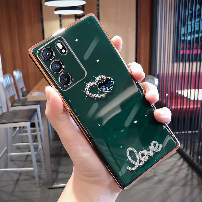 Ốp Điện Thoại Mềm Mạ Hình Trái Tim Lấp Lánh Cho Realme 8i 9i 9 Pro Plus C35 7 5 6 Pro