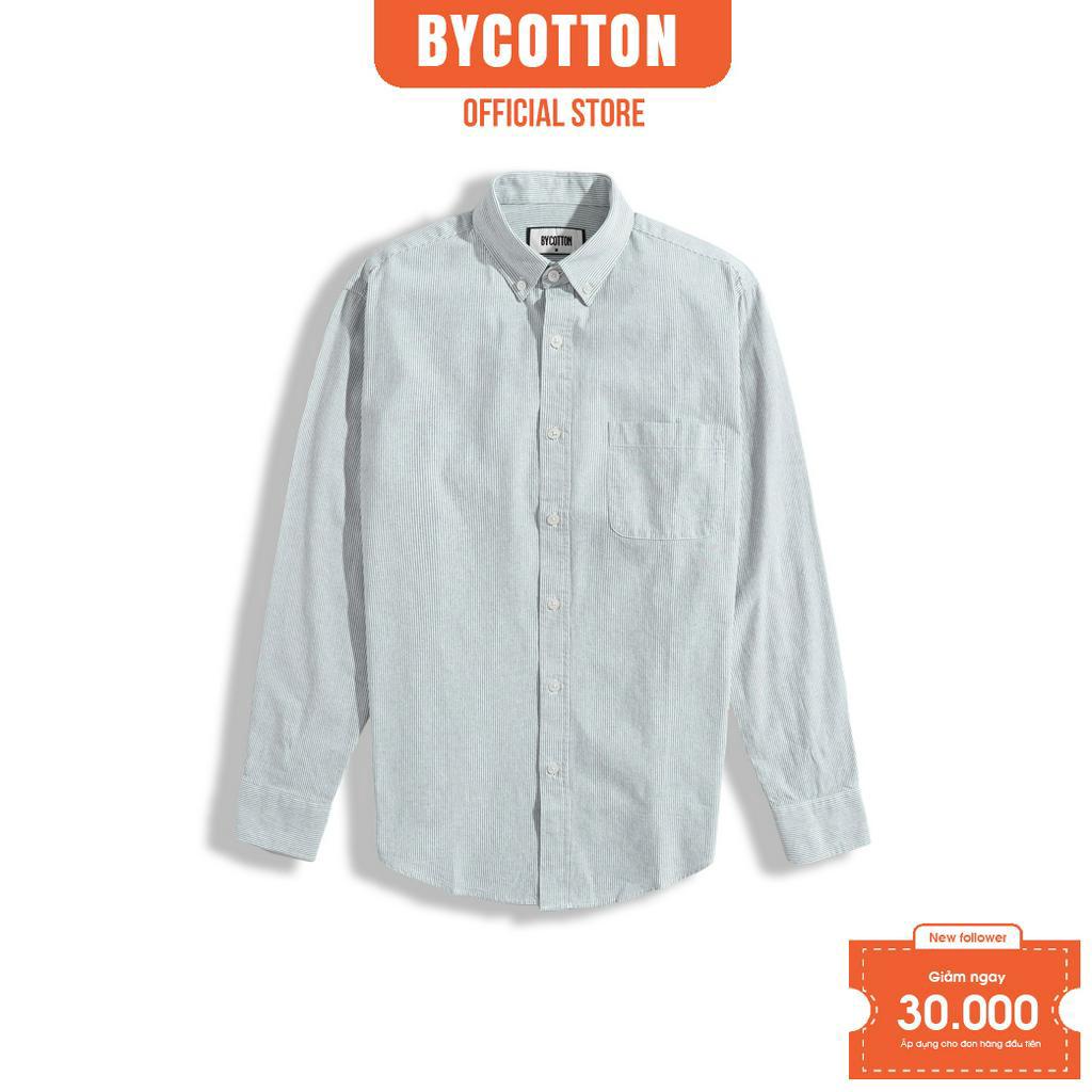 Áo Sơ Mi Nam Dài Tay Phối Sọc BY COTTON Nâu Sáng Sọc Nhuyễn 100223