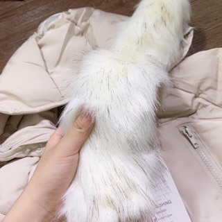 Áo phao dáng dài cổ lông