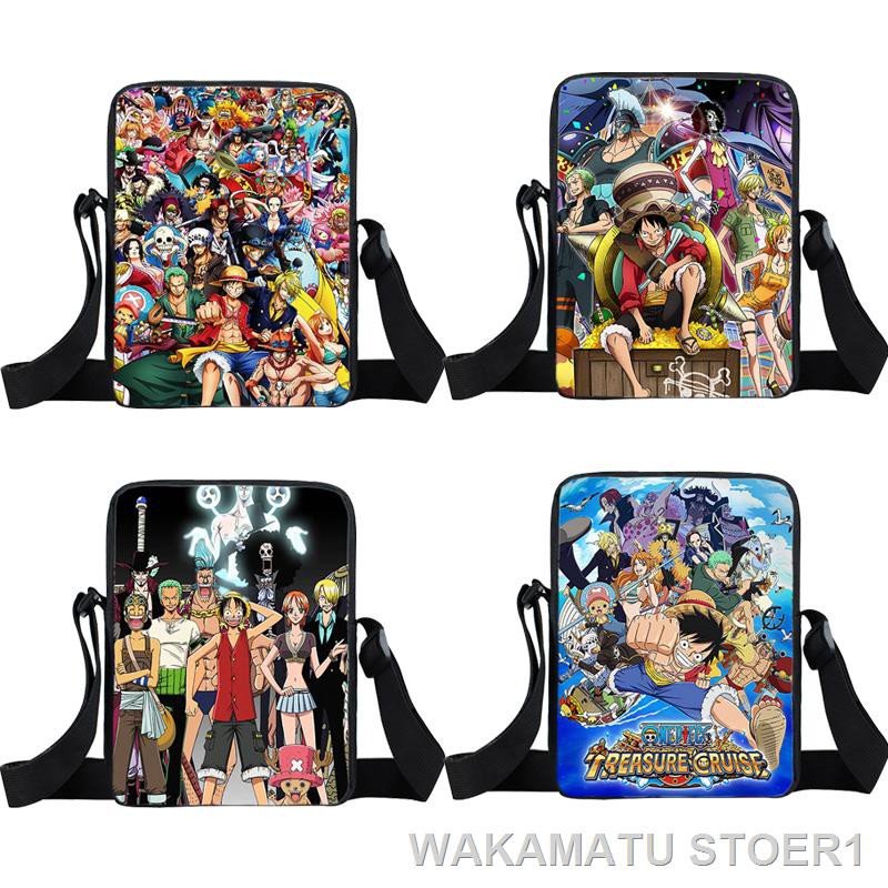 Túi đeo chéo mini in hình hoạt hình One Piece thời trang cho nam nữ