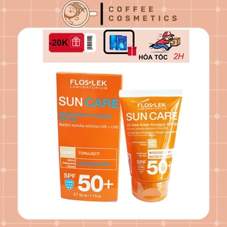 Kem Chống Nắng Floslek Sun Care - Oil Free Sun Protection Tinted Cream SPF50+ 50ml Cho Da Dầu Mụn - coffeecosmetics