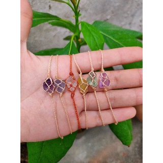 Vòng đá tinh thể macrame fluorite, moonstone, apatite