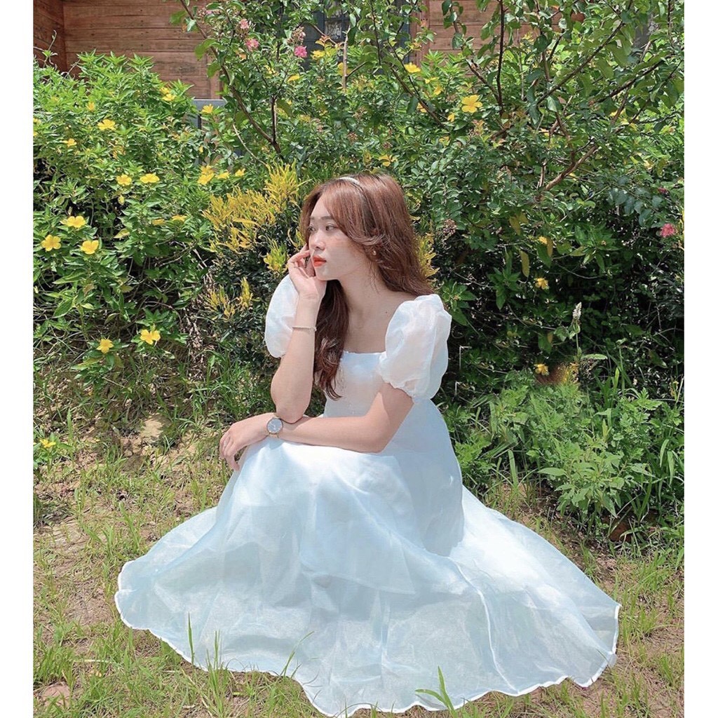 Đầm xòe tay phồng phối nút ngực chất tơ xinh cực [KÈM ẢNH THẬT] | BigBuy360 - bigbuy360.vn