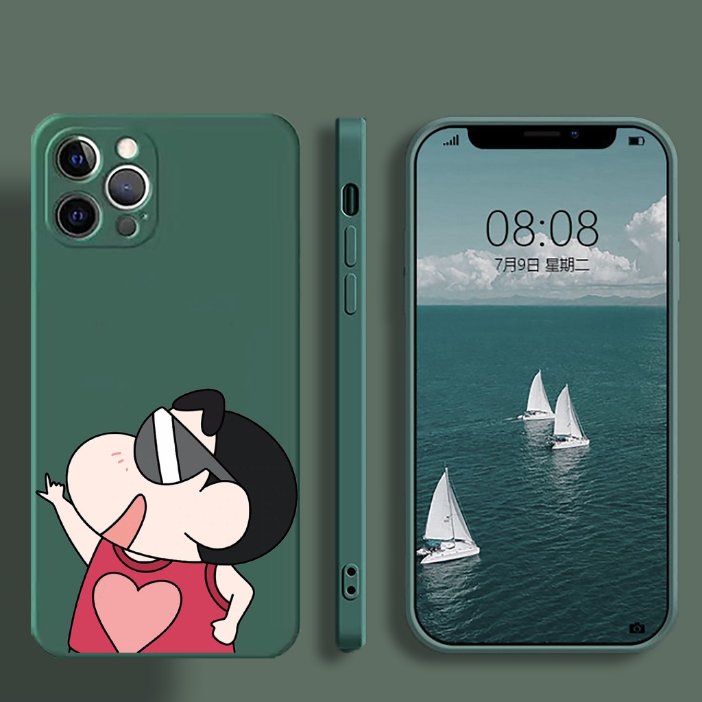 Ốp Điện Thoại Silicone Chống Sốc In Hình Cậu Bé Bút Chì Cho iPhone 13 / 12 / 11