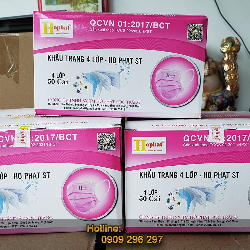 Khẩu Trang Y Tế Hồ Phát 4 lớp - Kháng Khuẩn, Chống Bụi, An Toàn Sức Khỏe