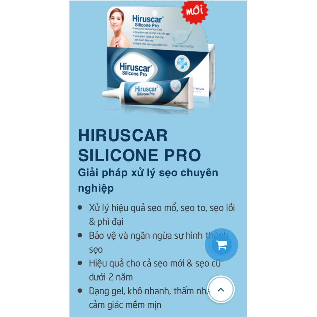 Gel sẹo mổ, to, lồi &amp; phì đại Hiruscar Silicone Pro 10g