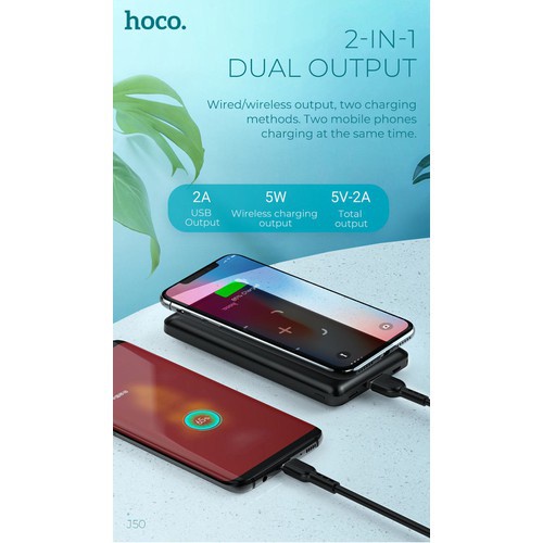 Sạc Dự Phòng Không Dây 10000mAh HOCO J50 ✔Hỗ Trợ Sạc Nhanh - Bảo hành 12 tháng chính hãng