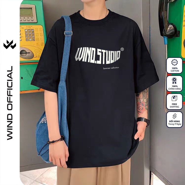 Áo phông unisex form rộng WIND tay lỡ oversize thun 100% cotton Studio nam nữ ulzzang | BigBuy360 - bigbuy360.vn