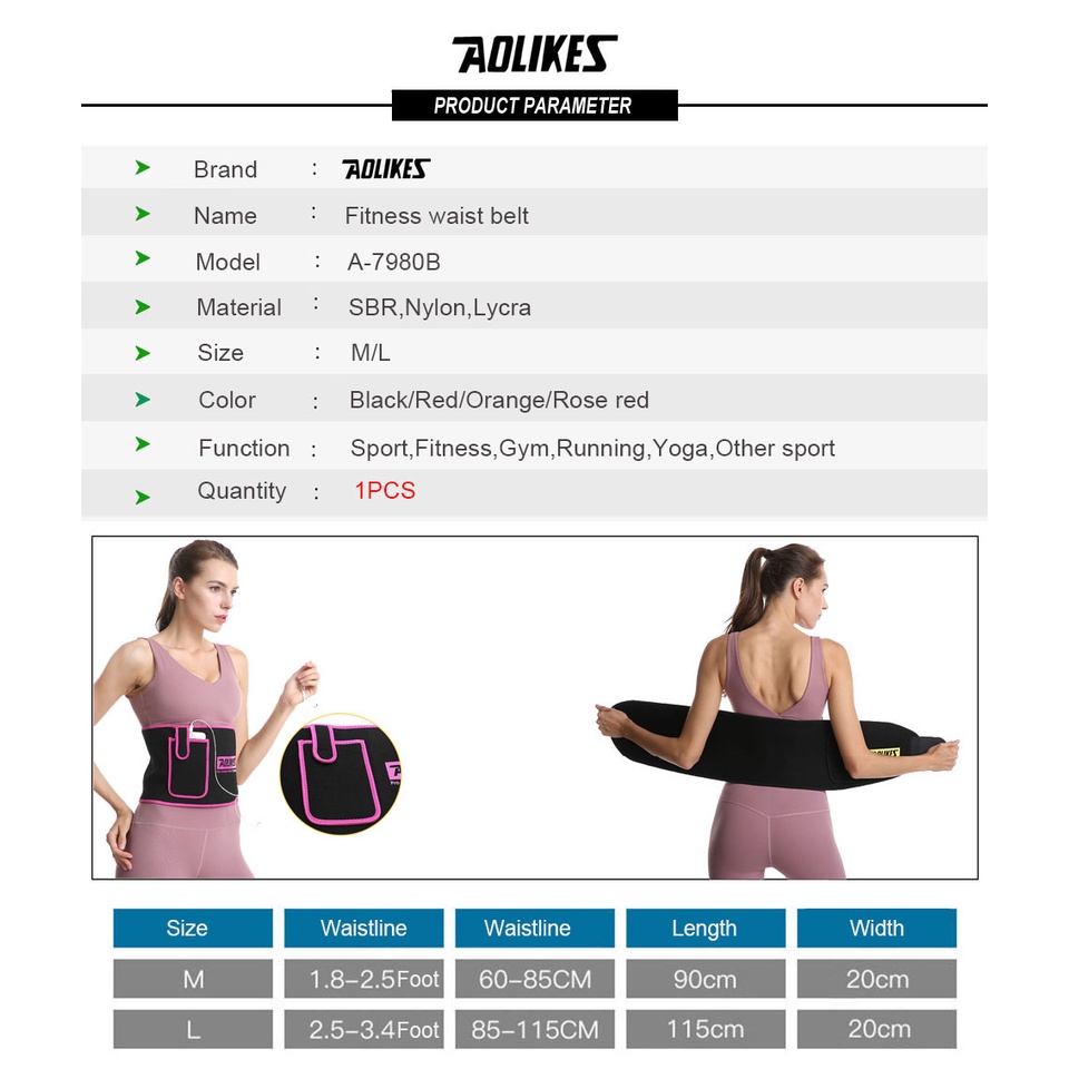AOLIKES Đai Quấn Eo Hỗ Trợ Giảm Cân Chống Mồ Hôi Tiện Dụng Khi Tập Gym / Thể Hình