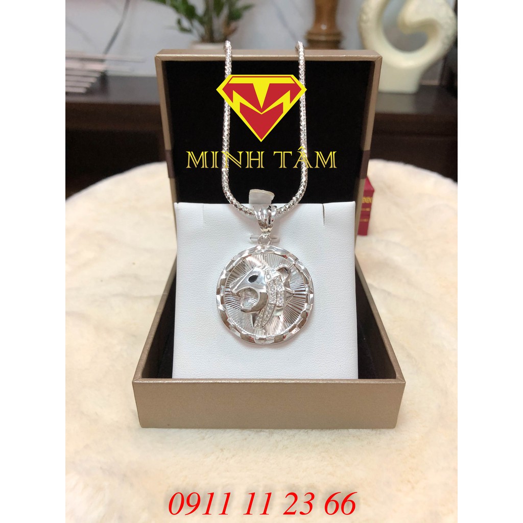MẶT DÂY CHUYỀN NAM  ĐẦU BÁO MẶT TRÒN BẠC TA- MTJ