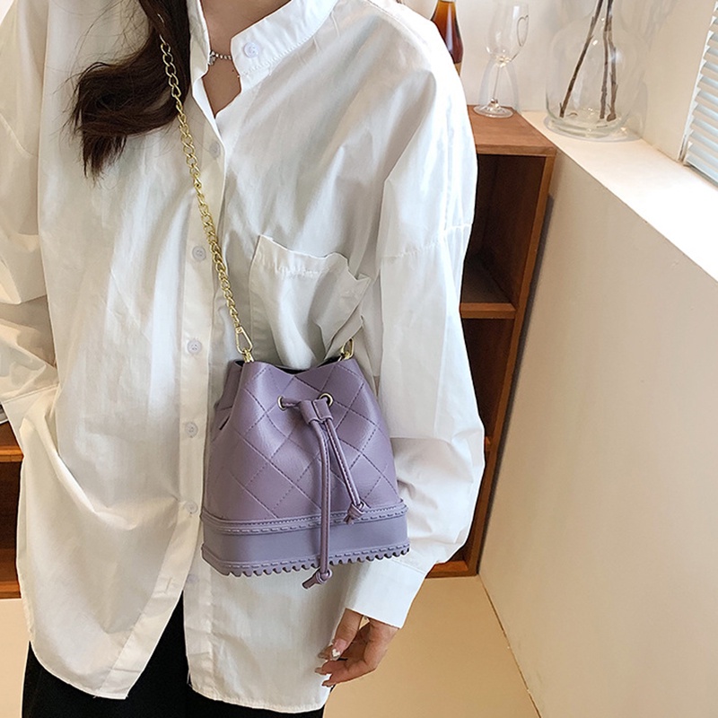 IELGY Túi Đeo Vai Dáng Xô Họa Tiết Hình Thoi Phong Cách Đường Phố Thời Trang Cho Nữ