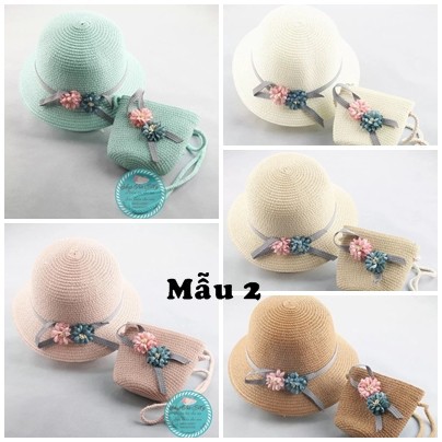 [Xả Kho] Bộ Mũ Túi Cói Cho Bé Gái
