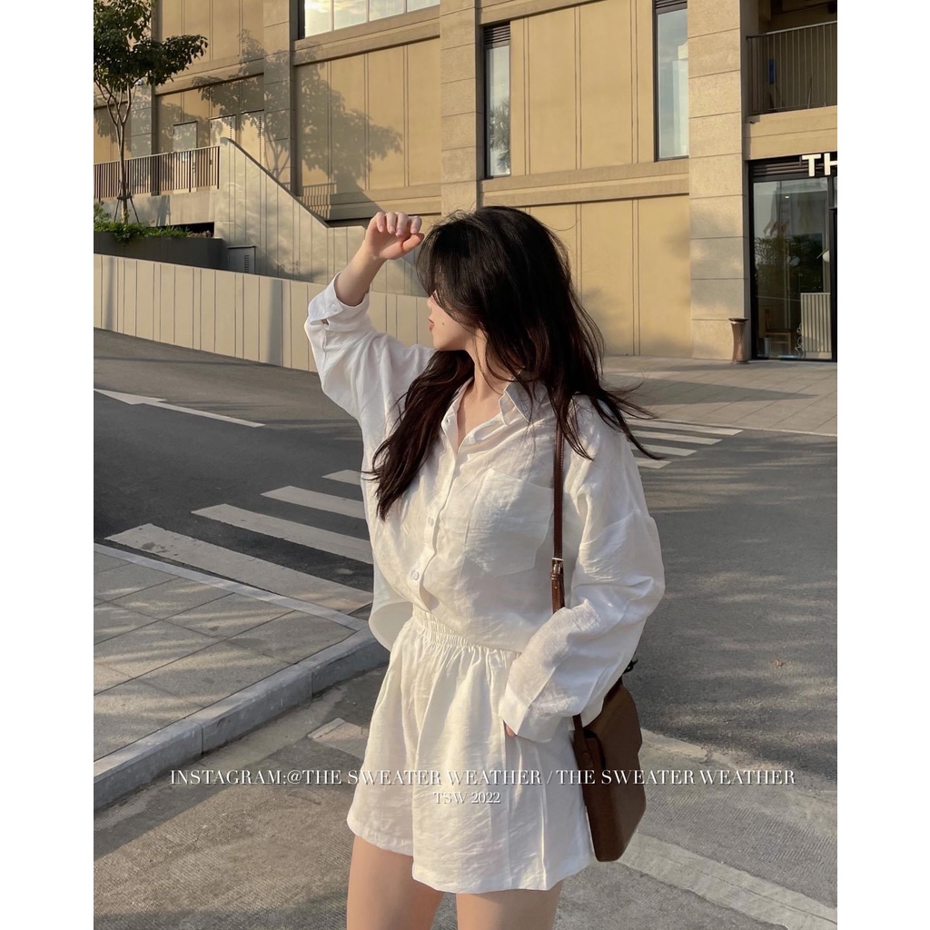 Set bộ đũi sơ mi full màu mềm mại dạo phố du lịch