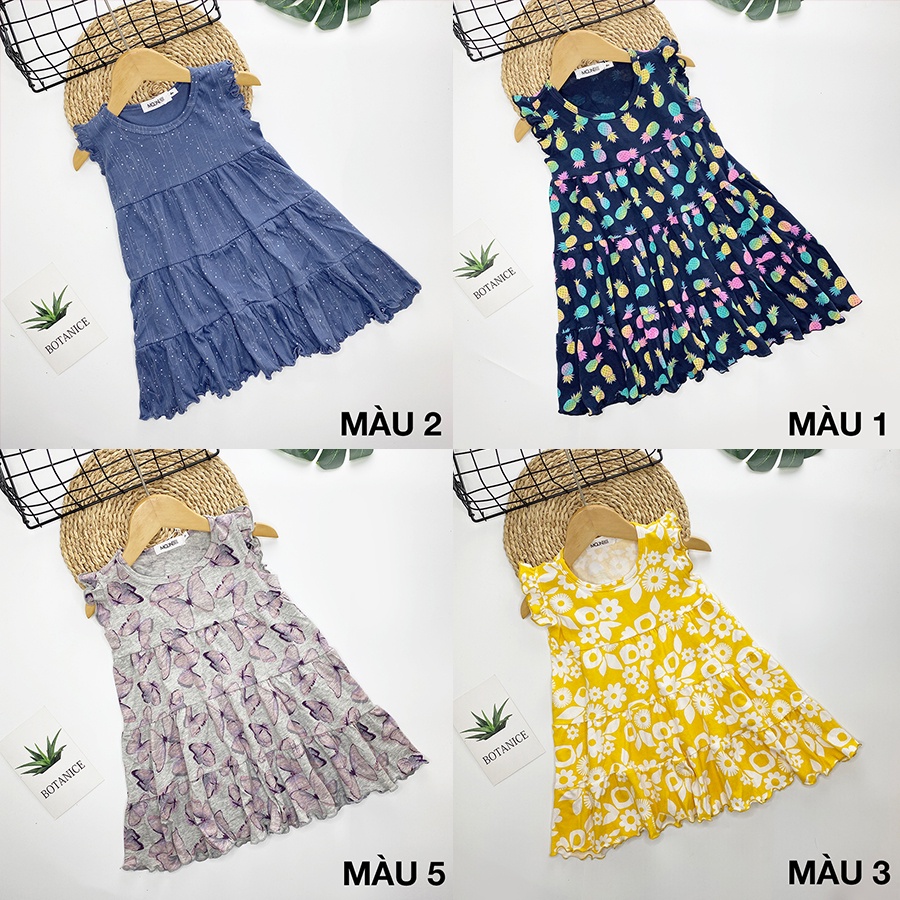 Váy cánh tiên 3 tầng chất cotton, đầm cánh tiên họa tiết mùa hè cho bé gái 11kg đến 28kg - Váy cánh tiên họa tiết