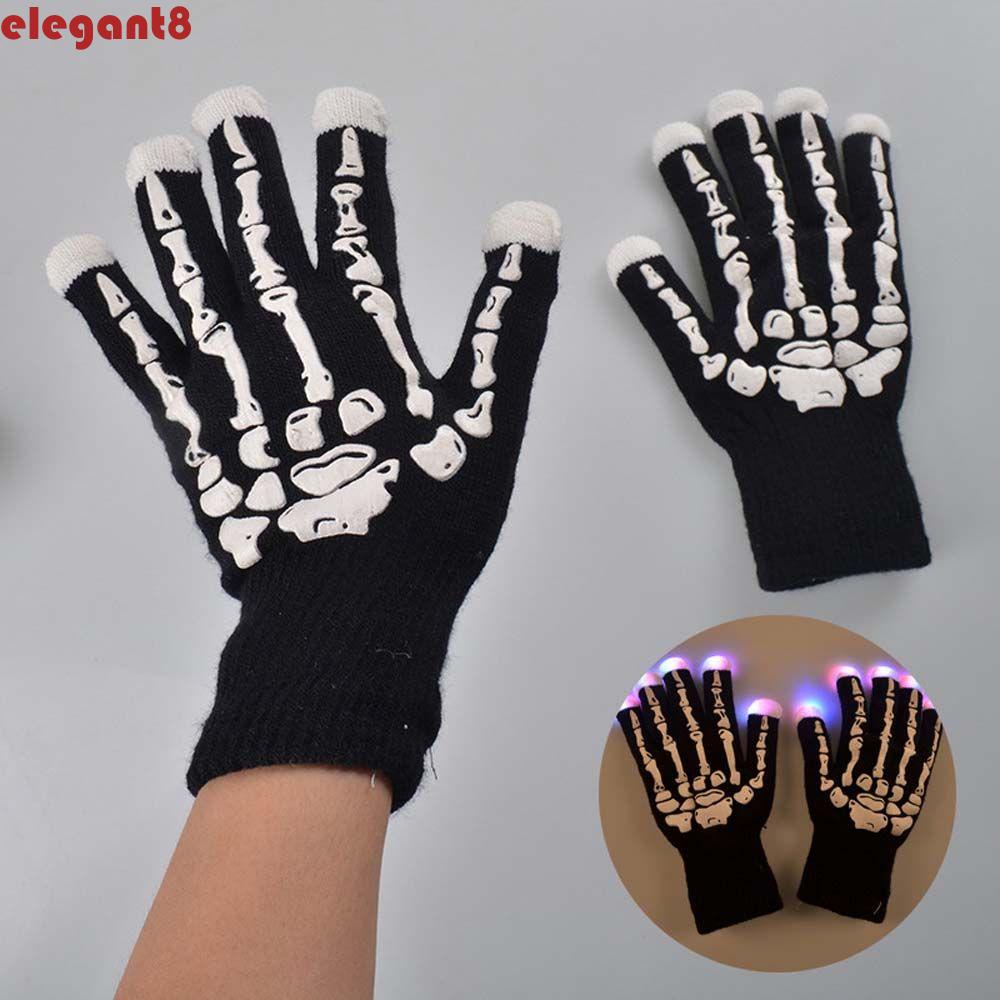 Găng Tay Đan Len Hở Ngón Gắn Đèn LED Phát Sáng