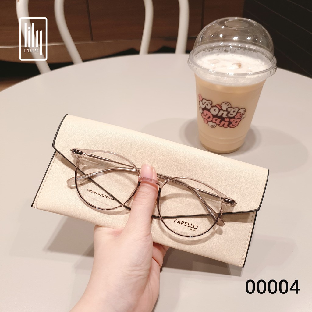 Gọng kính cận mắt tròn nam nữ, chất liệu nhựa phối kim loại, đa dạng màu sắc, thiết kế FARELLO by Lily YONA - 00004 | BigBuy360 - bigbuy360.vn