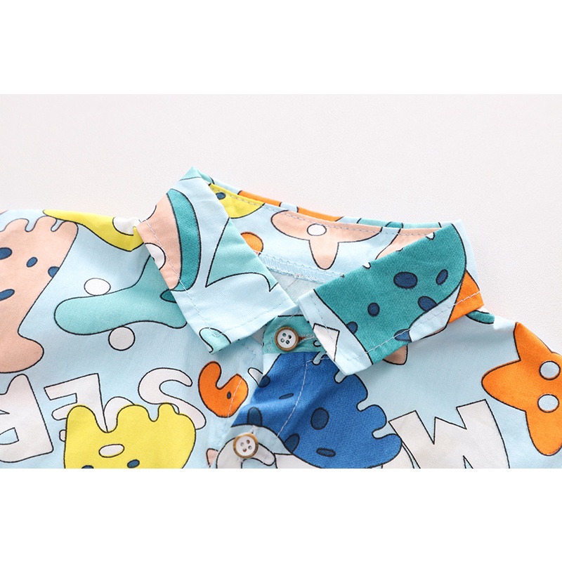 Set Đồ Thể Thao Hai Mảnh Gồm Áo Sơ Mi Tay Dài In Họa Tiết Khủng Long Hoạt Hình + Quần Dài Phong Cách Hàn Quốc Dễ Thương Cho Bé Trai / Gái 80-120cm