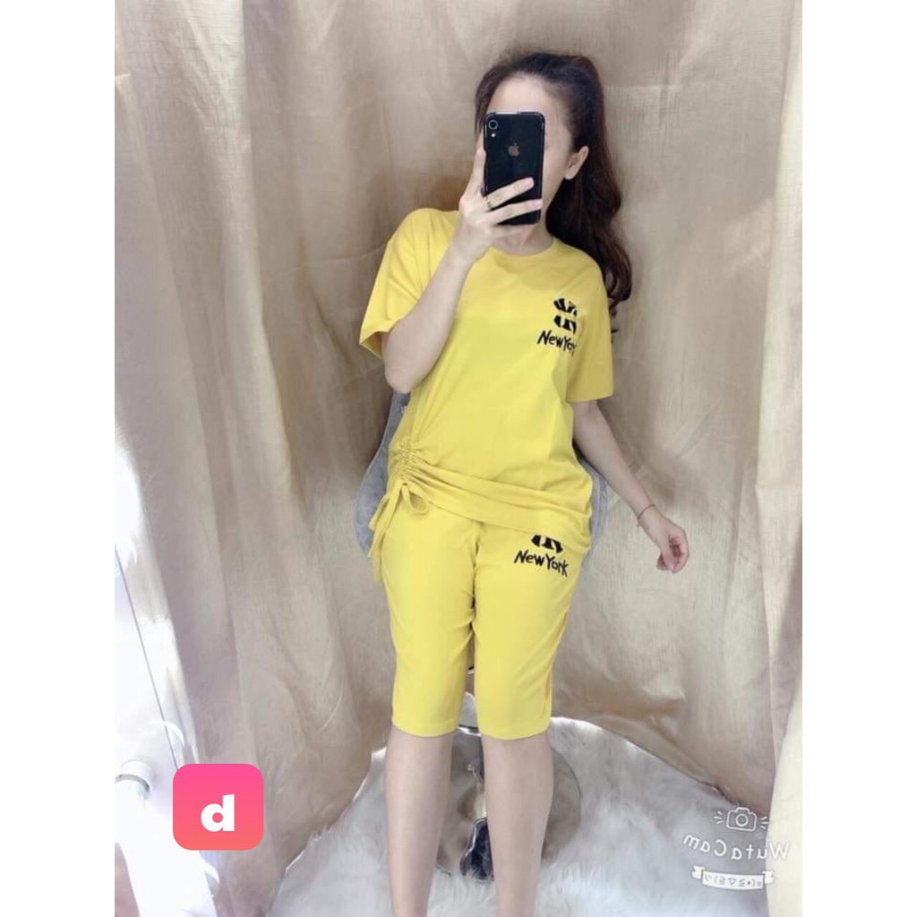 Đồ bộ lửng mặc nhà thiết kế dây rút NY thun coton co giãn 4 chiều / có size XXL