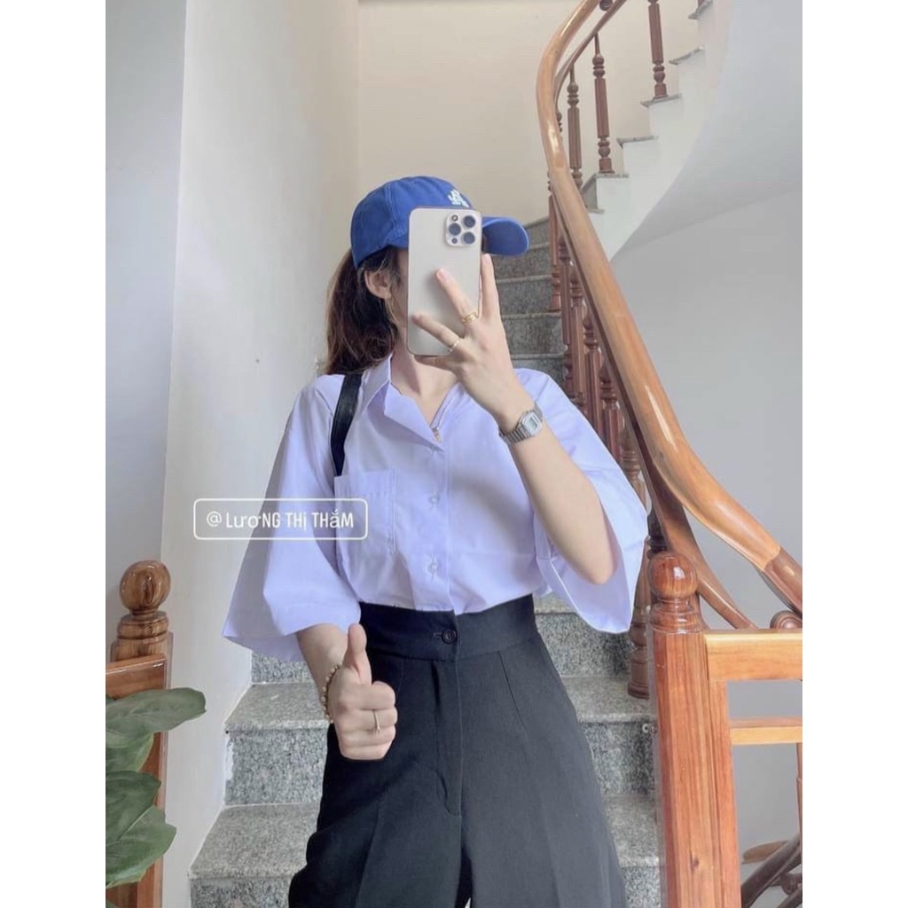 Áo Sơ Mi Ngắn Tay Cổ Bẻ Đi Học Đi Chơi Form Rộng Unisex Kiểu Dáng Hàn Quốc Ulzzang