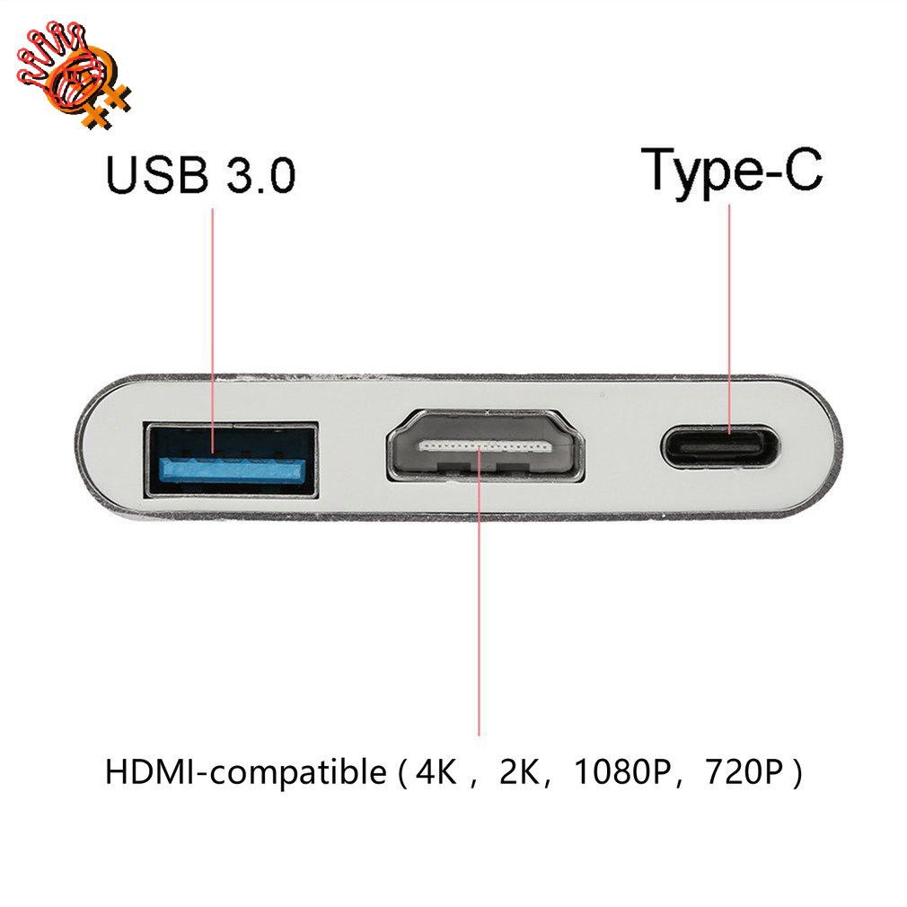 ✌USB 3.1 Tipo C Hub A HDMI-compatible 4 K + USB 3.0 + USB-C Durable Practical