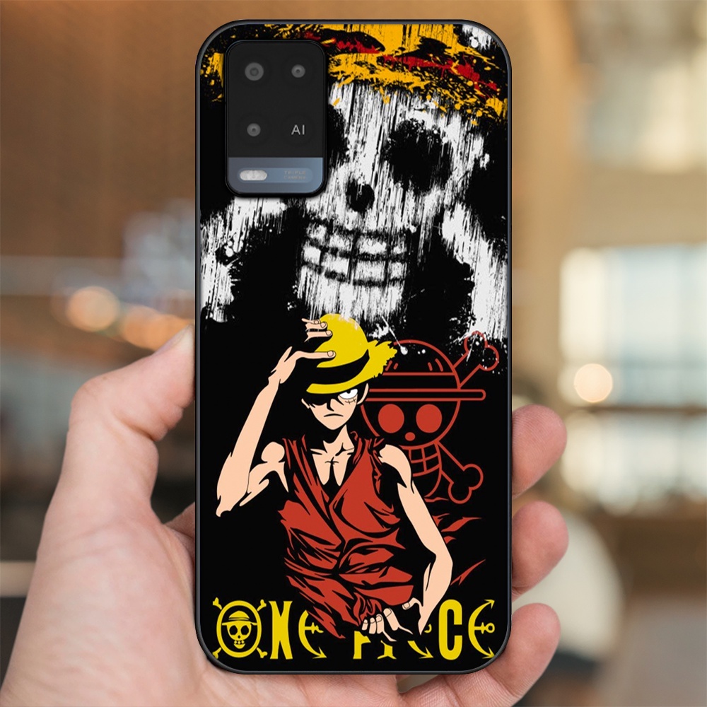 Ốp lưng Oppo A54 4G, A54 5G viền đen in hình Luffy One Piece